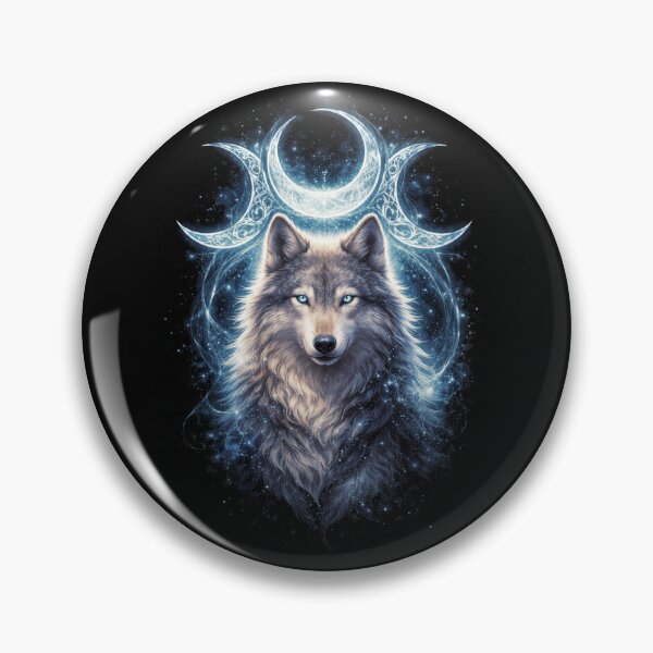 Item preview, Magical Blue Wolf With Three Moons Gift For Animals Lovers designed and sold by MiraAmiStudio.