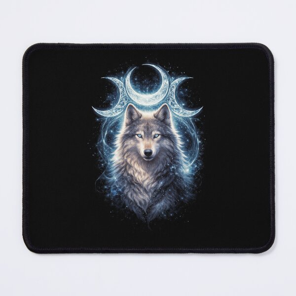 Item preview, Magical Blue Wolf With Three Moons Gift For Animals Lovers designed and sold by MiraAmiStudio.