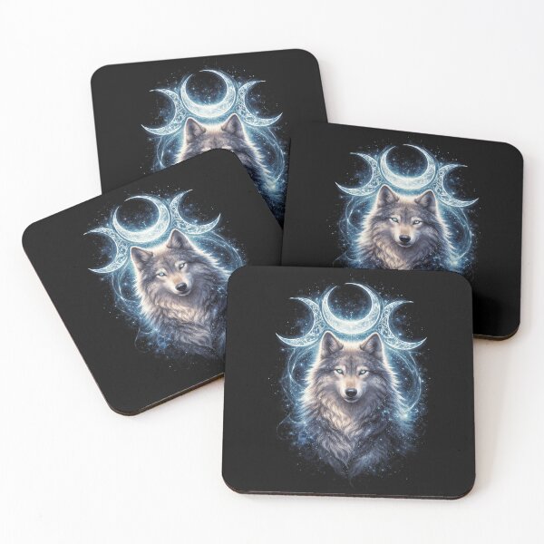 Item preview, Magical Blue Wolf With Three Moons Gift For Animals Lovers designed and sold by MiraAmiStudio.