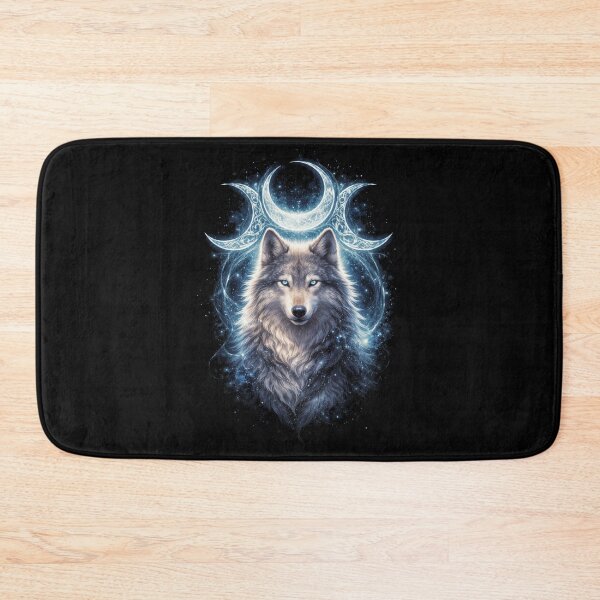 Item preview, Magical Blue Wolf With Three Moons Gift For Animals Lovers designed and sold by MiraAmiStudio.