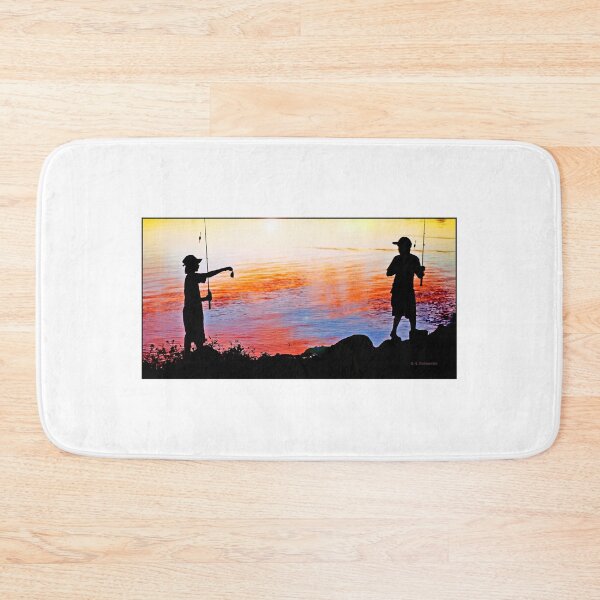 Item preview, Boys Fishing at Sunset on a Summer Evening, Silhouettes designed and sold by AMacGPhilly.