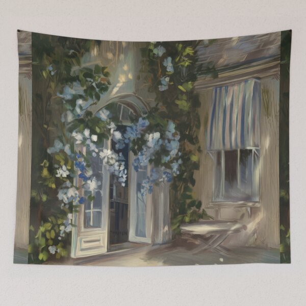 Item preview, French Courtyard Doorway Painting | Provence Style Wall Art designed and sold by CARRAANN.