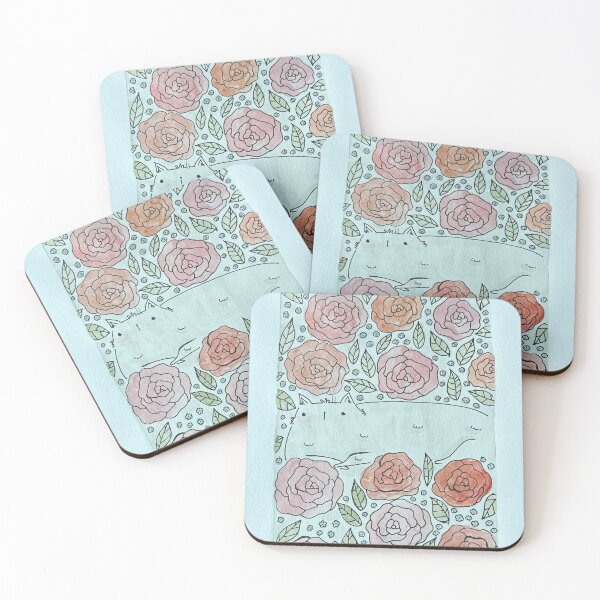 Item preview, French Rose Garden - Gray Cat and Roses Mixed Media - Day 204 of 365  designed and sold by BeeandKiwi.
