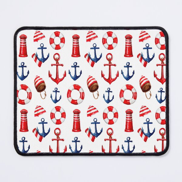 Item preview, Red Lighthouse and Life Ring Nautical Pattern designed and sold by Piotrek0001.