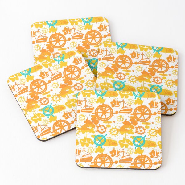 Item preview, Warm Orange Ship Wheel and Boat Pattern designed and sold by Piotrek0001.