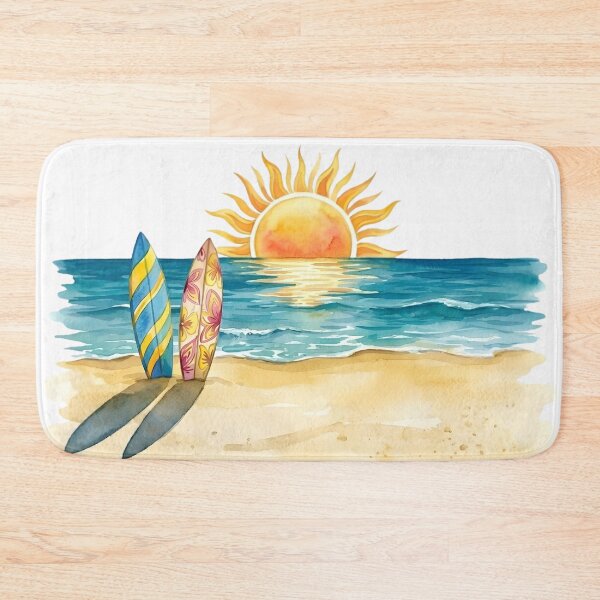 Item preview, Watercolor Beach and Surfboards Landscape designed and sold by VibranPalette.
