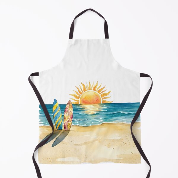 Item preview, Watercolor Beach and Surfboards Landscape designed and sold by VibranPalette.