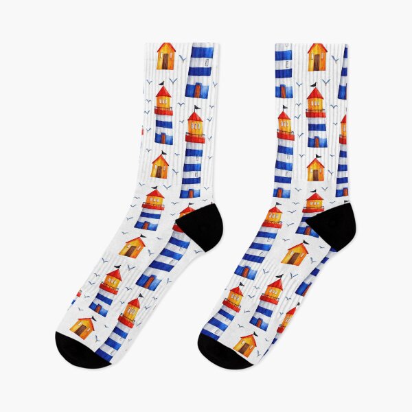 Item preview, Striped Coastal Lighthouse Watercolor Pattern designed and sold by Piotrek0001.
