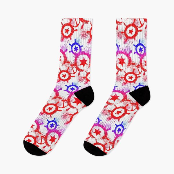 Item preview, Grunge Red and Blue Ship Wheel Pattern designed and sold by Piotrek0001.