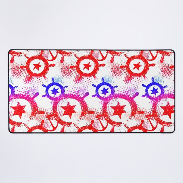 Item preview, Grunge Red and Blue Ship Wheel Pattern designed and sold by Piotrek0001.