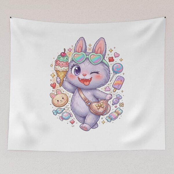 Item preview, Kawaii Rabbit with Ice Cream and Sweets in Soft Gothic Cake Style designed and sold by Skully-Studio.