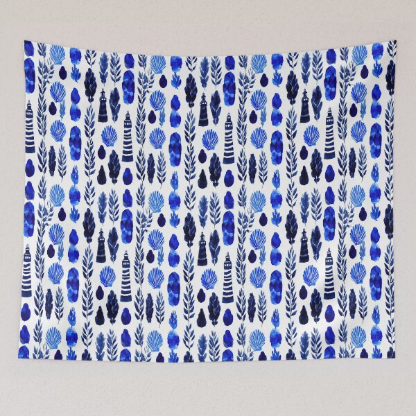 Item preview, Navy Blue Abstract Coastal Elements Pattern designed and sold by Piotrek0001.