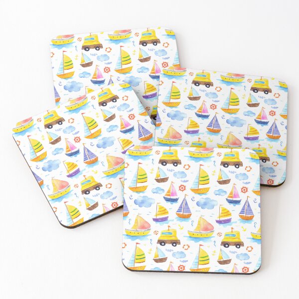 Item preview, Pastel Watercolor Sailboat Pattern designed and sold by Piotrek0001.