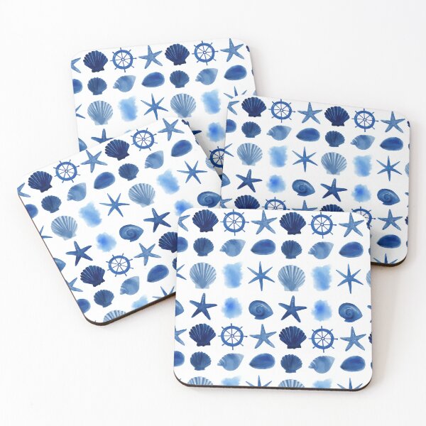 Item preview, Deep Blue Watercolor Starfish Pattern designed and sold by Piotrek0001.