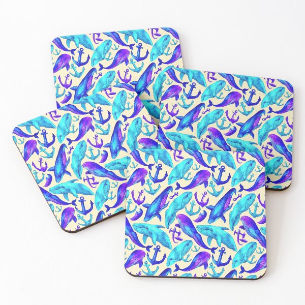 Item preview, Blue Watercolor Whale and Anchor Pattern designed and sold by Piotrek0001.
