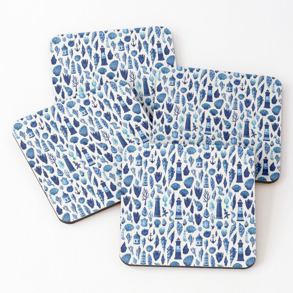 Item preview, Dense Blue Coastal Elements Pattern designed and sold by Piotrek0001.