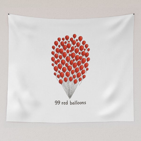 Item preview, 99 Red Balloons Floating Sky Illustration – Retro Pop Art Inspired by 99 Luftballons – Minimalist Aesthetic Wall Art designed and sold by Donsean22.