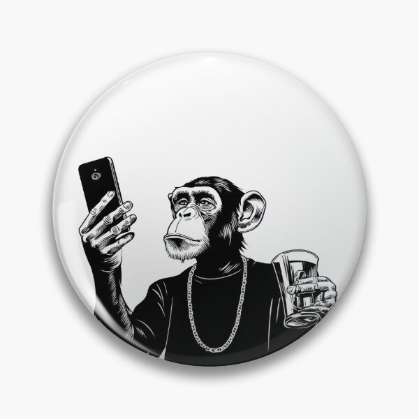 Item preview, Monkey checks phone, drink in hand designed and sold by anytka.