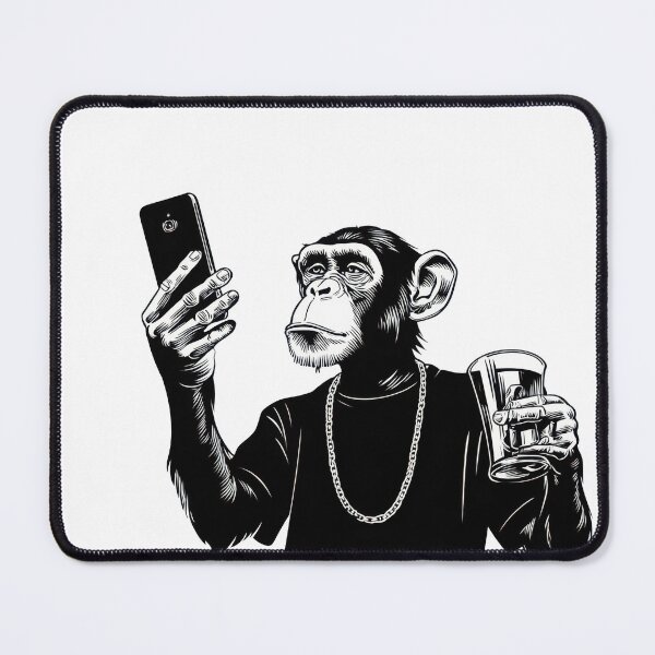 Item preview, Monkey checks phone, drink in hand designed and sold by anytka.
