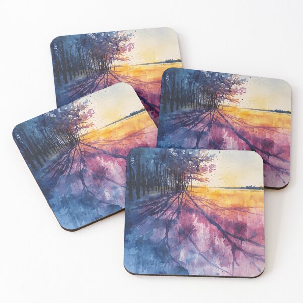 Item preview, Sunset Reach — Watercolor Tree Shadow Landscape designed and sold by Darcy'sArtfortheHeart.