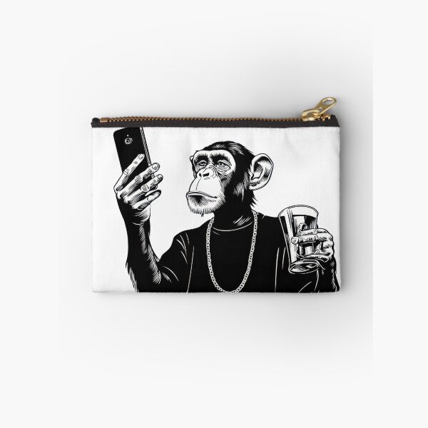 Item preview, Monkey checks phone, drink in hand designed and sold by anytka.