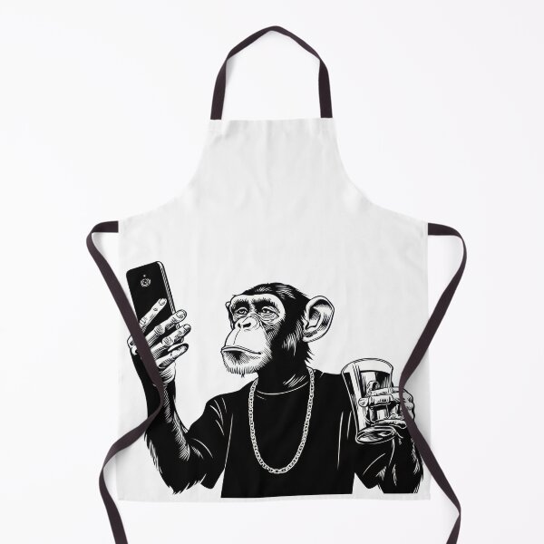 Item preview, Monkey checks phone, drink in hand designed and sold by anytka.