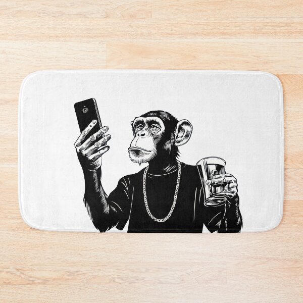 Item preview, Monkey checks phone, drink in hand designed and sold by anytka.