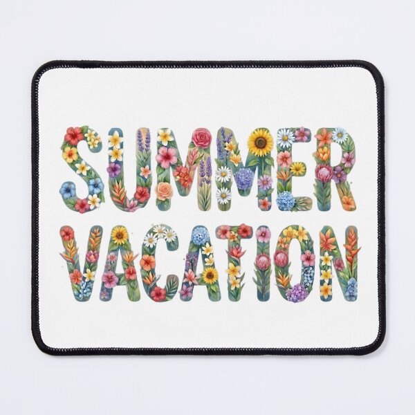 Item preview, Watercolor Floral Typography "Summer Vacation" designed and sold by VibranPalette.