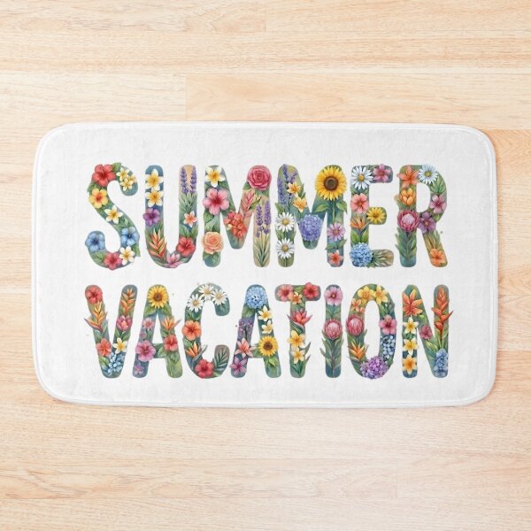 Item preview, Watercolor Floral Typography "Summer Vacation" designed and sold by VibranPalette.