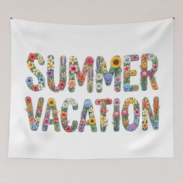 Item preview, Watercolor Floral Typography "Summer Vacation" designed and sold by VibranPalette.