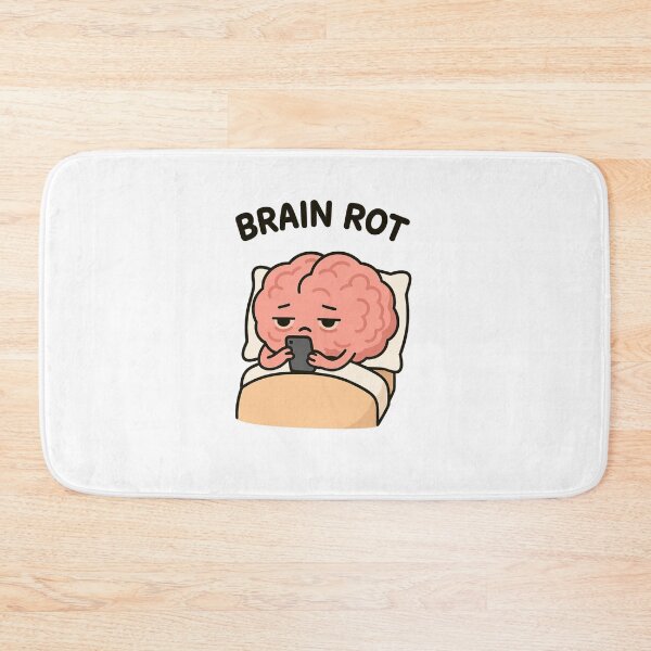 Item preview, Brain Rot Illustration – Brain in Bed Scrolling Phone – Funny Relatable Meme Art – Digital Burnout Design designed and sold by Donsean22.