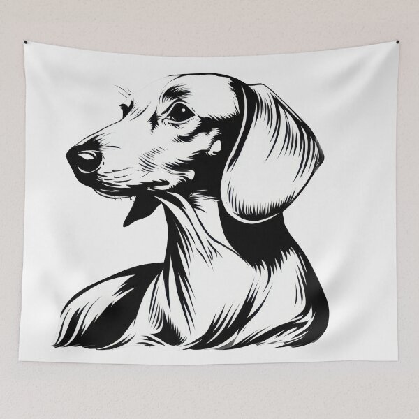 Item preview, Dachshund art is in black and white designed and sold by anytka.