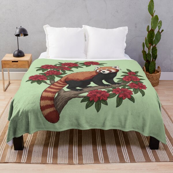 Item preview, Red Panda and Rhododendron Floral Art designed and sold by BirdsnStuff.