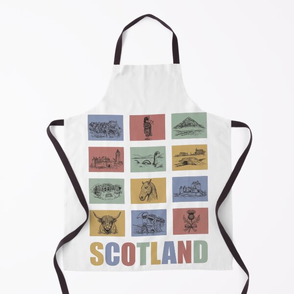 Item preview, Scotland Landmarks Grid - Highland Cow and Scottish Icons designed and sold by Loom on the Loch.