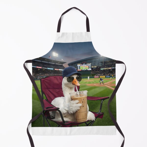 Item preview, Funny Goose Drinking Iced Coffee Baseball Fan Illustration designed and sold by VGAfanatic.
