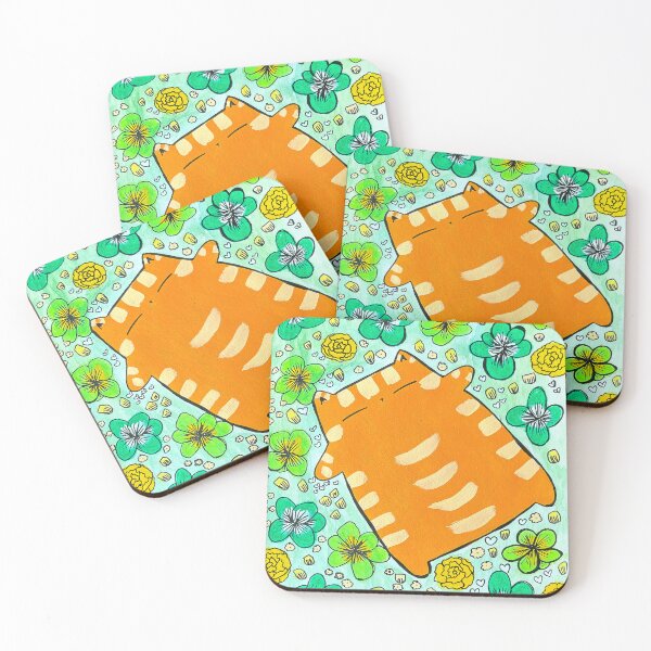Item preview, Bed of Clovers - Orange Tabby Cat Mixed Media - Day 60 of 365  designed and sold by BeeandKiwi.