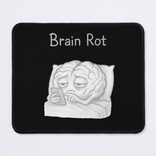 Item preview, Brain Rot Illustration – Brain in Bed Scrolling Phone – Funny Relatable Meme Art – Digital Burnout Pencil Sketch Design designed and sold by Donsean22.