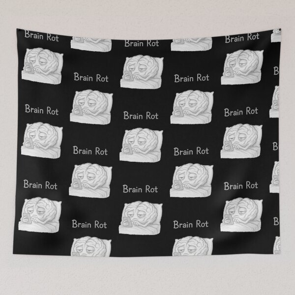 Item preview, Brain Rot Illustration – Brain in Bed Scrolling Phone – Funny Relatable Meme Art – Digital Burnout Pencil Sketch Design designed and sold by Donsean22.