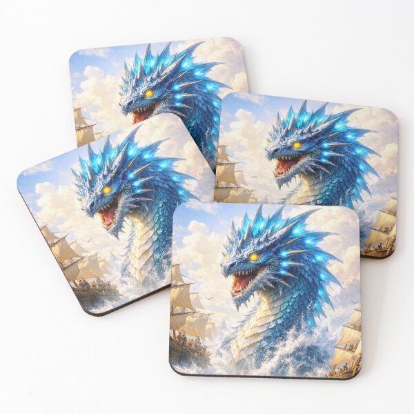 Item preview, Sea Dragon Rising from Ocean – Epic Fantasy Leviathan Attack Artwork designed and sold by DrakariArt.