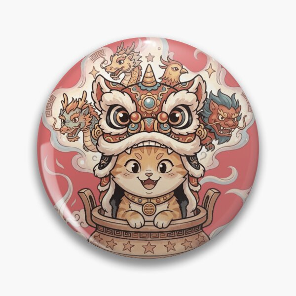 Item preview, Kawaii Lunar New Year Lucky Cat - Cute Chinese Lion Dance designed and sold by MythoWorldddd.