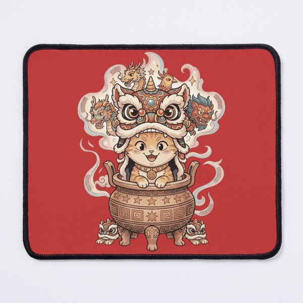 Item preview, Kawaii Lunar New Year Lucky Cat - Cute Chinese Lion Dance designed and sold by MythoWorldddd.