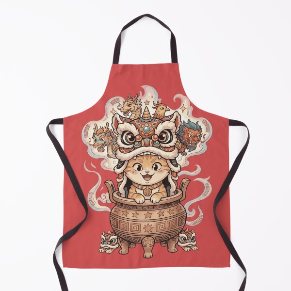 Item preview, Kawaii Lunar New Year Lucky Cat - Cute Chinese Lion Dance designed and sold by MythoWorldddd.