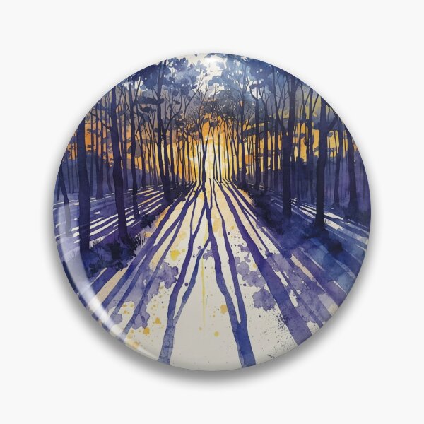 Item preview, Shadow Rhythm — Watercolor Winter Forest Sunset designed and sold by Darcy'sArtfortheHeart.