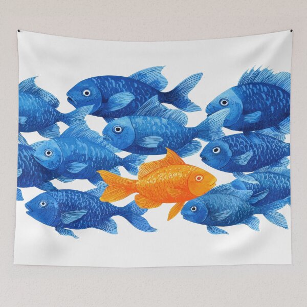 Item preview, Colorful fish swim in a group designed and sold by anytka.