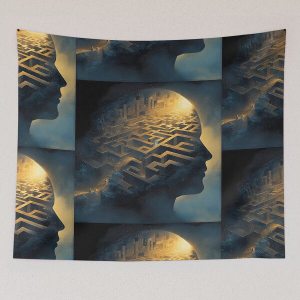 Item preview, ​Labyrinth of the Mind - Surreal Overthinking & Psychology Art designed and sold by MouradStudio.