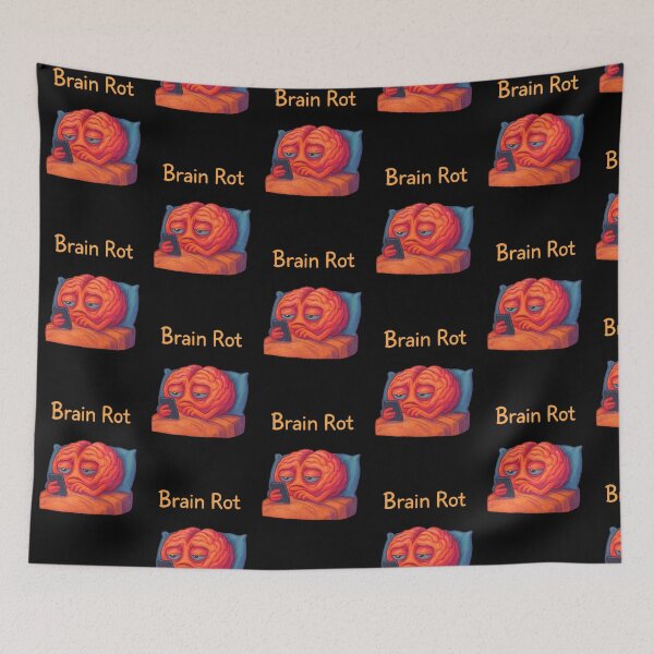 Item preview, Brain Rot Illustration – Brain in Bed Scrolling Phone – Funny Relatable Meme Art – Digital Burnout Colourful Sketch Design designed and sold by Donsean22.