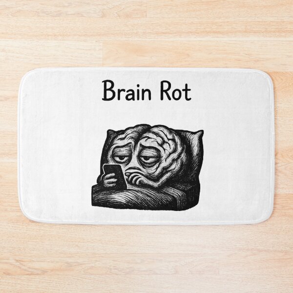 Item preview, Brain Rot Illustration – Brain in Bed Scrolling Phone – Funny Relatable Meme Art – Digital Burnout Sketch Design designed and sold by Donsean22.