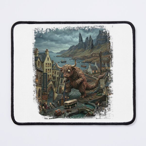 Item preview, Coozilla Attacks Isle of Skye - Funny Highland Cow Kaiju Scottish Art designed and sold by Loom on the Loch.