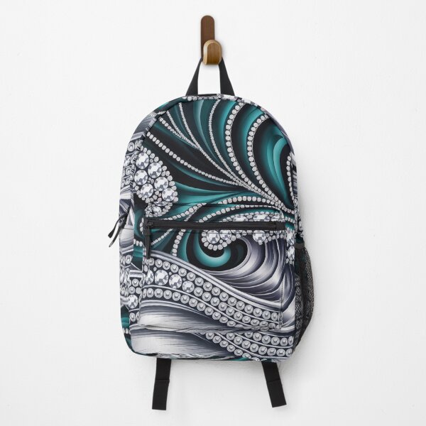 Item preview, Stylish Modern Glam Silver Waves Turquoise Teal designed and sold by LEILA ART SPACE.