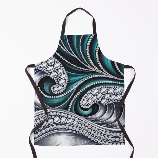 Item preview, Stylish Modern Glam Silver Waves Turquoise Teal designed and sold by LEILA ART SPACE.